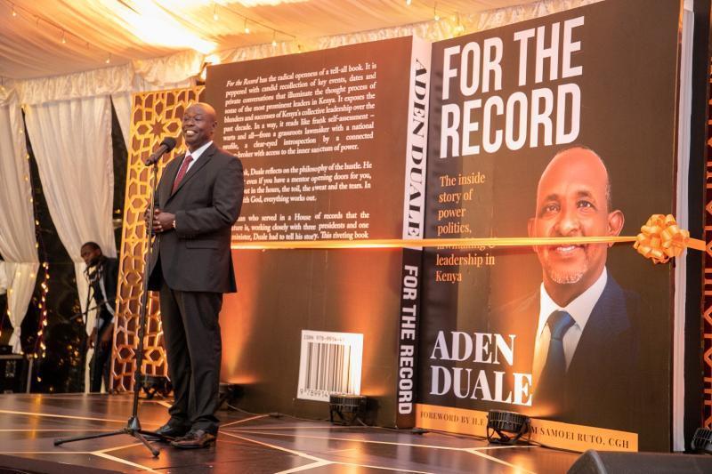 Deputy President Rigathi Gachagua during the launch of CS Aden Duale's book on Thursday.
