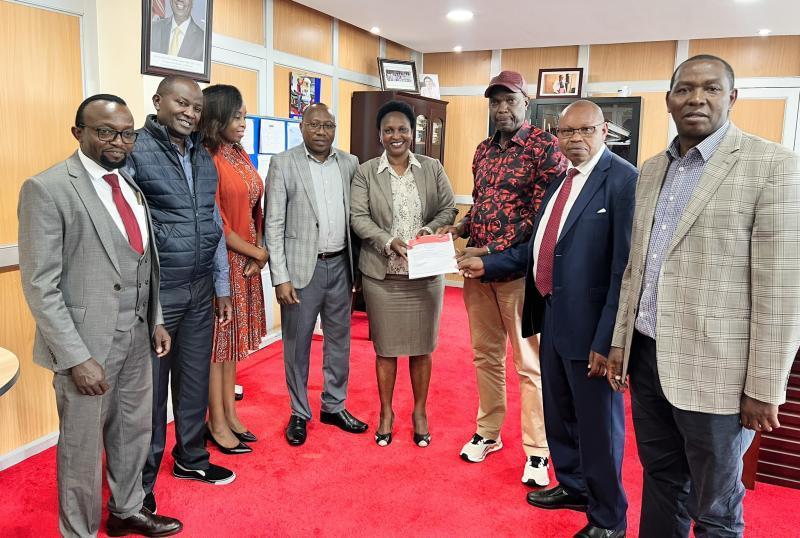 Jubilee leaders among them Deputy Organising Secretary Pauline Njoroge during the submission of Jubilee Party NDC resolutions.