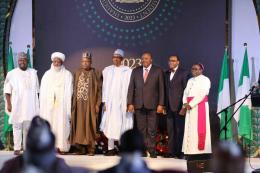 Uhuru Kenyatta speaks at the Nigerian 2023 Presidential Inauguration Lecture in Abuja.