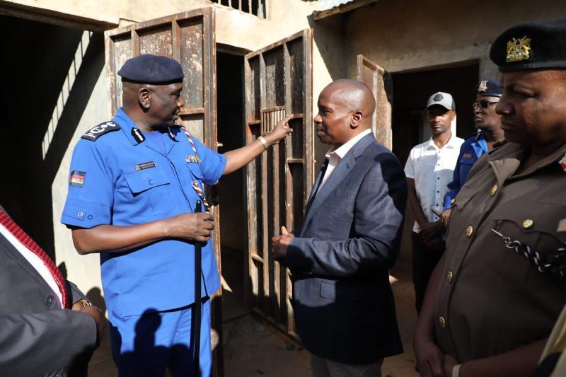 Cabinet Secretary Kithure Kindiki at Isebani Police Station on Wednesday, May 31.