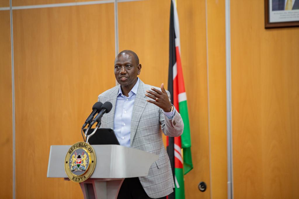 President William Ruto addressing KRA staff after filing returns on May 26, 2023,