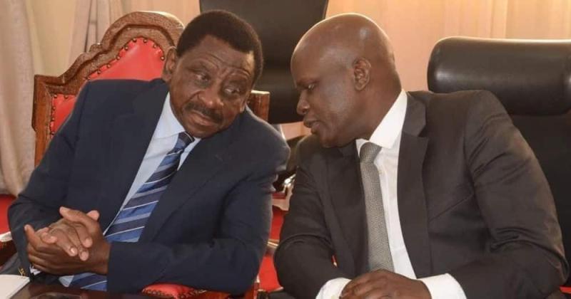 Siaya Deputy Governor William Oduol engaging his boss Governor James Orengo.