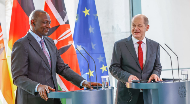 File image of President William Ruto with German Chancellor Olaf Scholz.