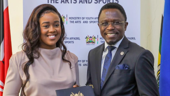 File image of CS Ababu Namwamba and Azziad Nasenya.