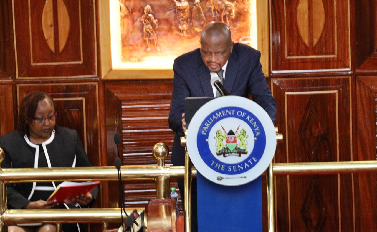 Trade and Investment CS Moses Kuria at the Senate Assembly on Wednesday, June 21, 2023.