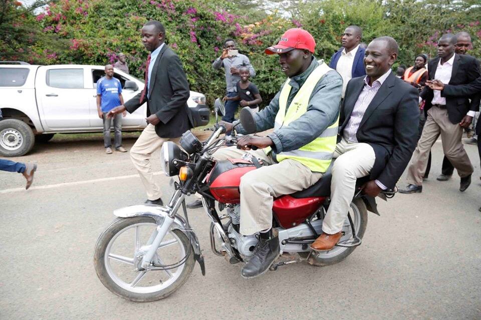 File image of President William Ruto on a motorbike.