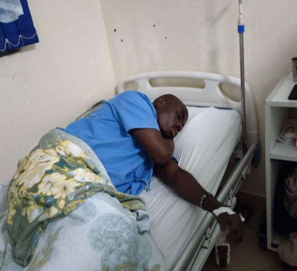 Calvin Okoth alias Gaucho in a hospital bed.