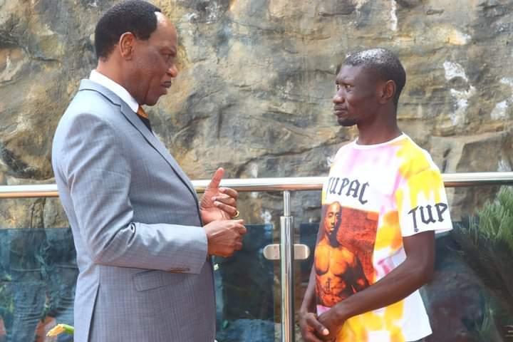 MCSK boss Ezekiel Mutua interacting with Stivo Simple Boy.