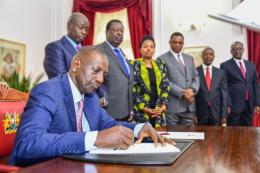 File image of President Ruto signing Finance Bill 2023 into Law