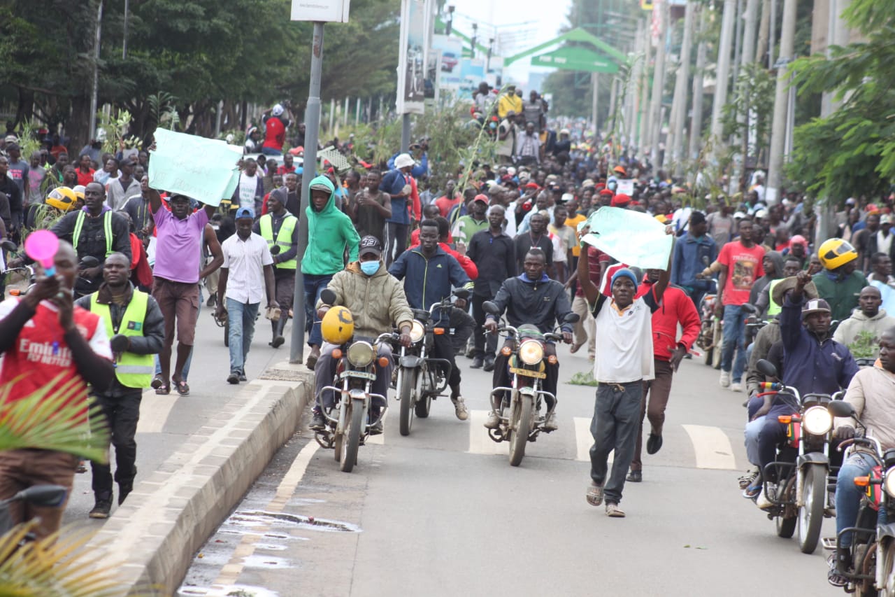 The protest takes off in Kisumu.