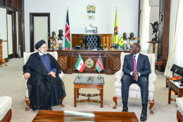 President William Ruto and His Iranian counterpart Ebrahim Raisi at State House, Nairobi.