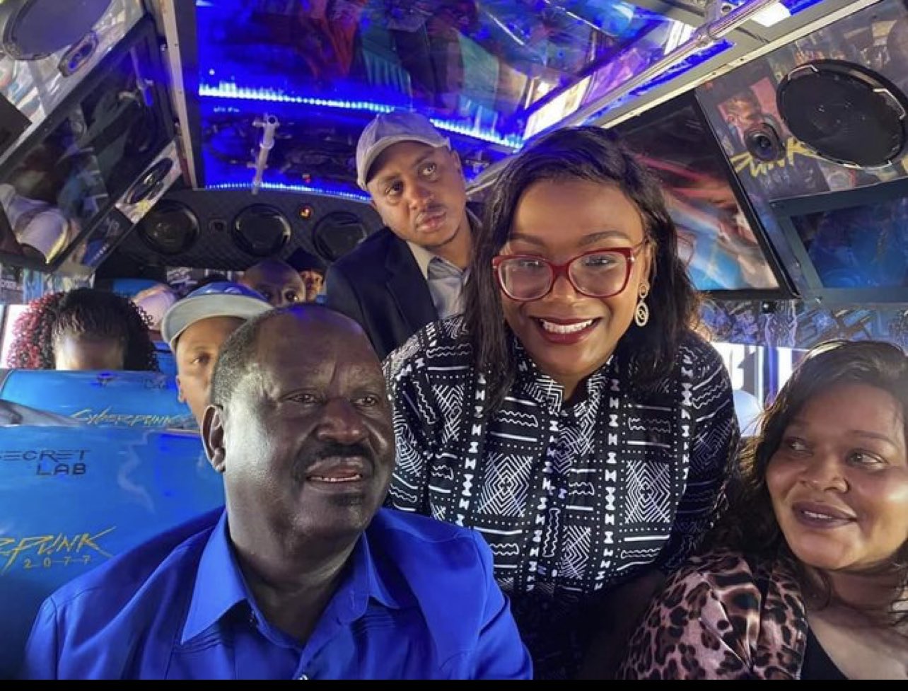 File image of Azimio la Umoja leader Raila Odinga in a Matatu.