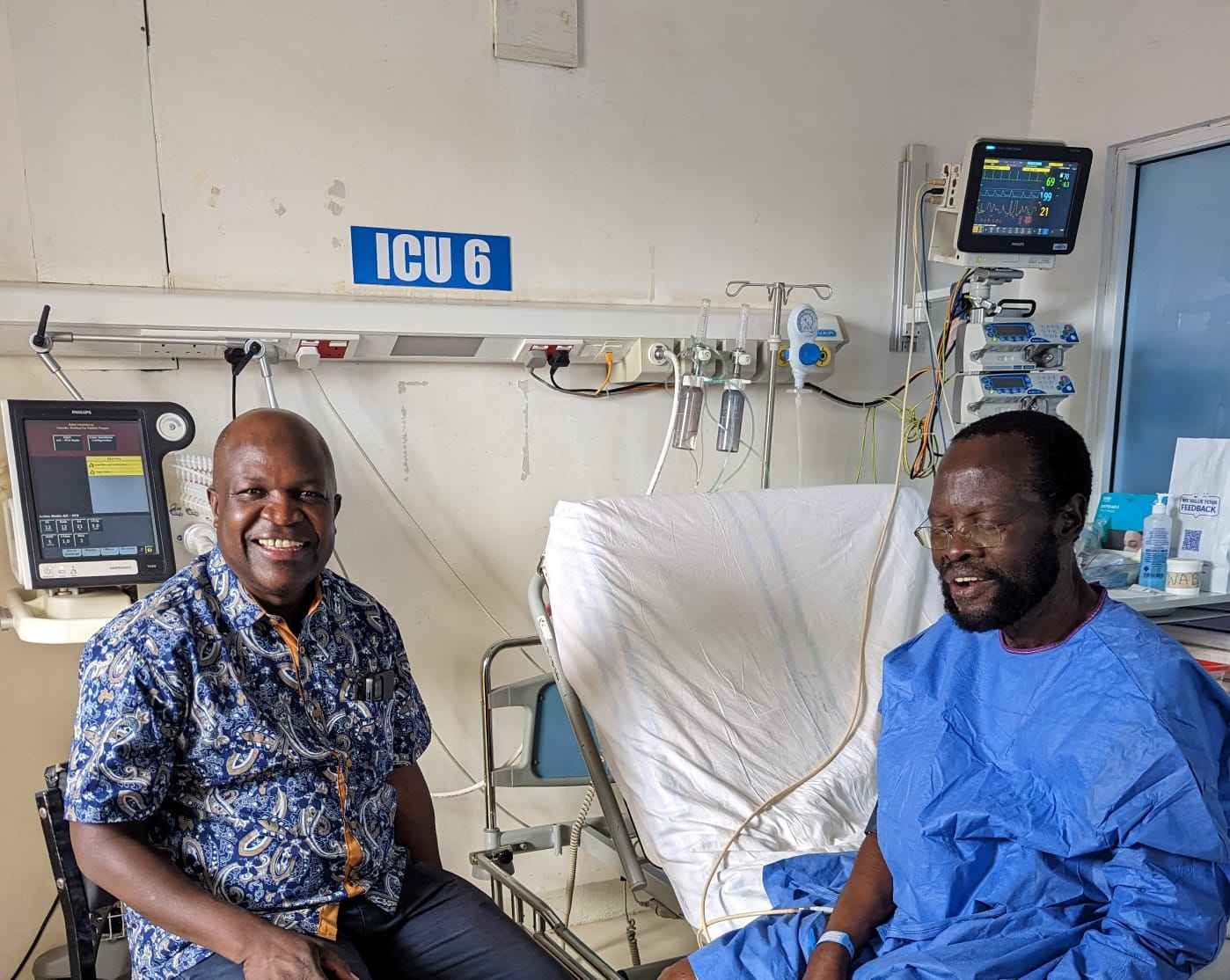 Kisumu Governor Anyang' Nyong'o at Teaching and Referral Hospital where he underwent surgery.