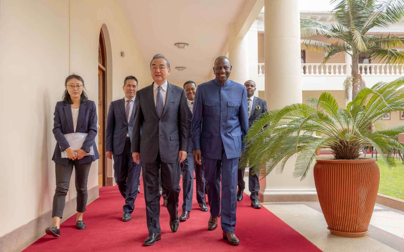 President William Ruto with Wang Yi at State House.