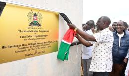 President William Ruto launching a project in Lamu.