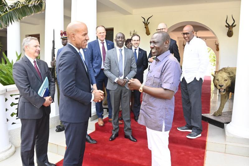 President William Ruto hosting Under Secretary of the Treasury for Terrorism and Financial Intelligence of the United States Brian Nelson at State House in Mombasa