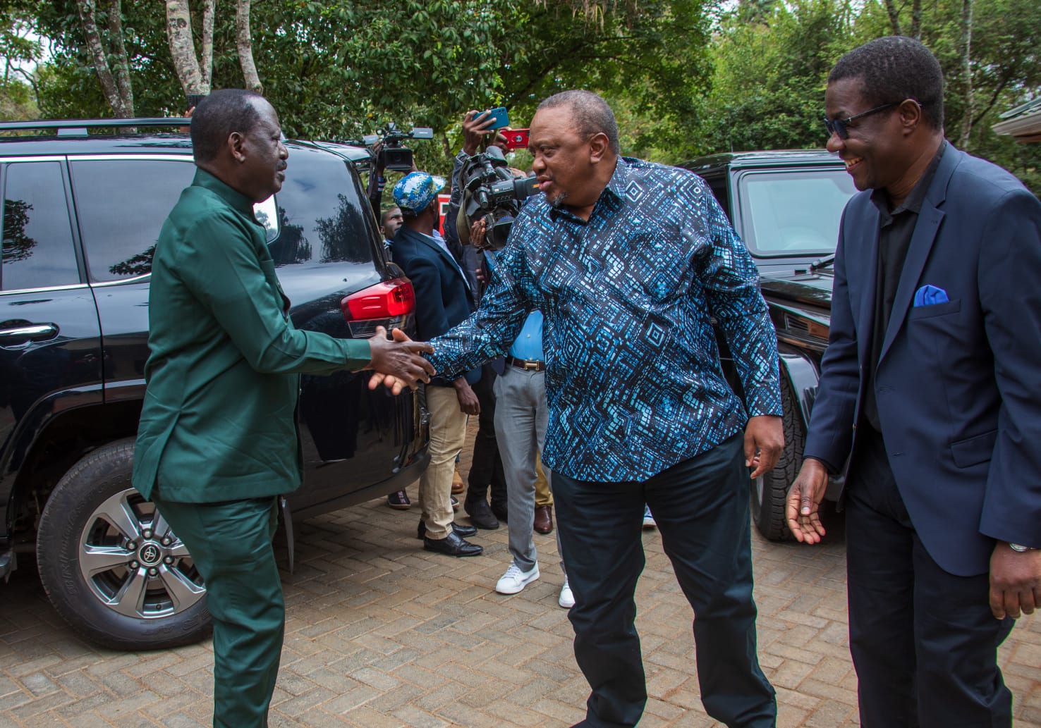 File image of Uhuru Kenyatta and Azimio leader Raila Odinga at SKM Command Centre.
