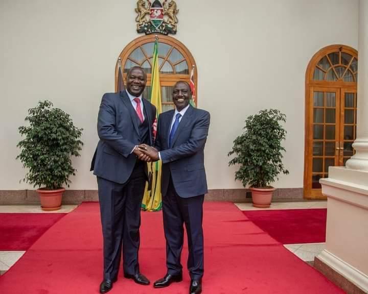 Kisumu Senator Tom Ojienda and President William Ruto at State House, Nairobi.