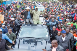 ODM leader Raila Odinga and former Murang’a Governor Mwangi Wa Iria accompanied by their supporters on their way to CBD on Friday, July 7, 2023.