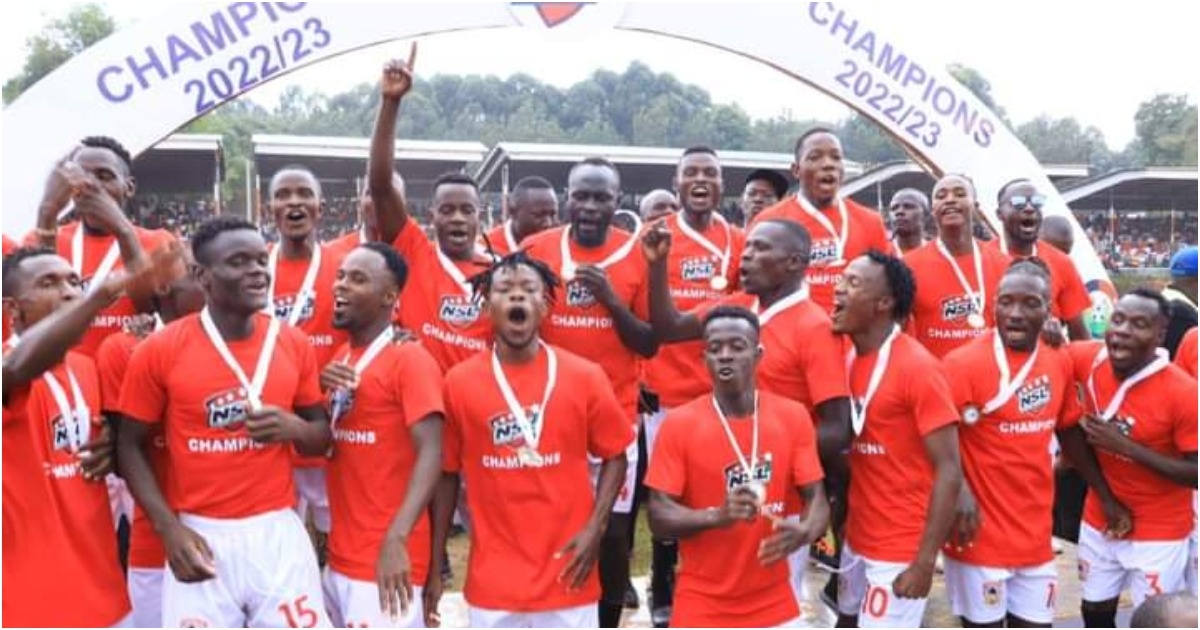 Shabana FC players celebrating their promotion to the FKF-PL.