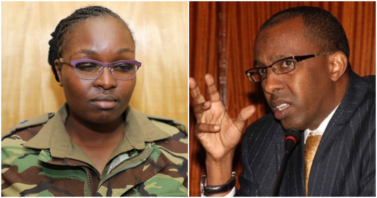 A composite image of lawyer Ahmednasir Abdullahi and the policewoman on EACC radar.