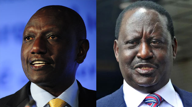 Photo collage of President William Ruto and Azimio Leader Raila Odinga.
