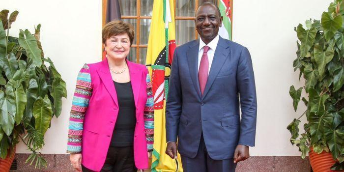 President William Ruto and IMF Managing Director Kristalina Georgieva at State House, Nairobi on Wednesday, May 4, 2023.