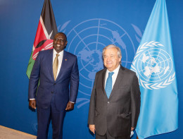 File Image of President William Ruto and United Nations Secretary-General, António Guterres.
