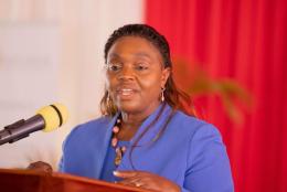 Pastor Dorcas Rigathi delivers her speech after the signing of the MoU between Nacada and APECK.