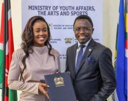 Cabinet Secretary Ababu Namwamba and Digital Content Creator Azziad Nasenya.
