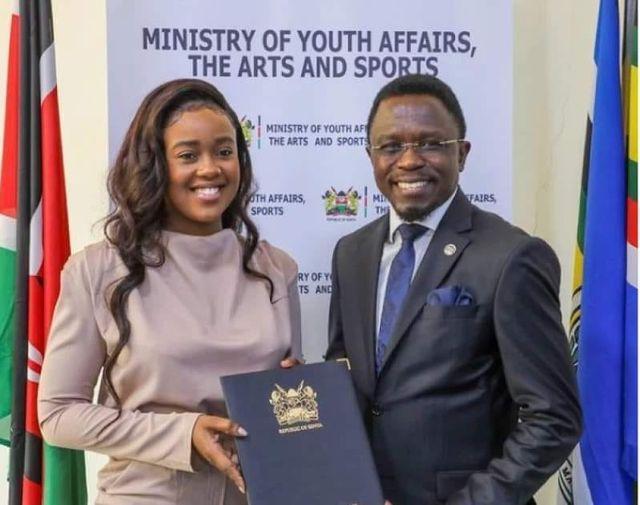 Cabinet Secretary Ababu Namwamba and Digital Content Creator Azziad Nasenya.