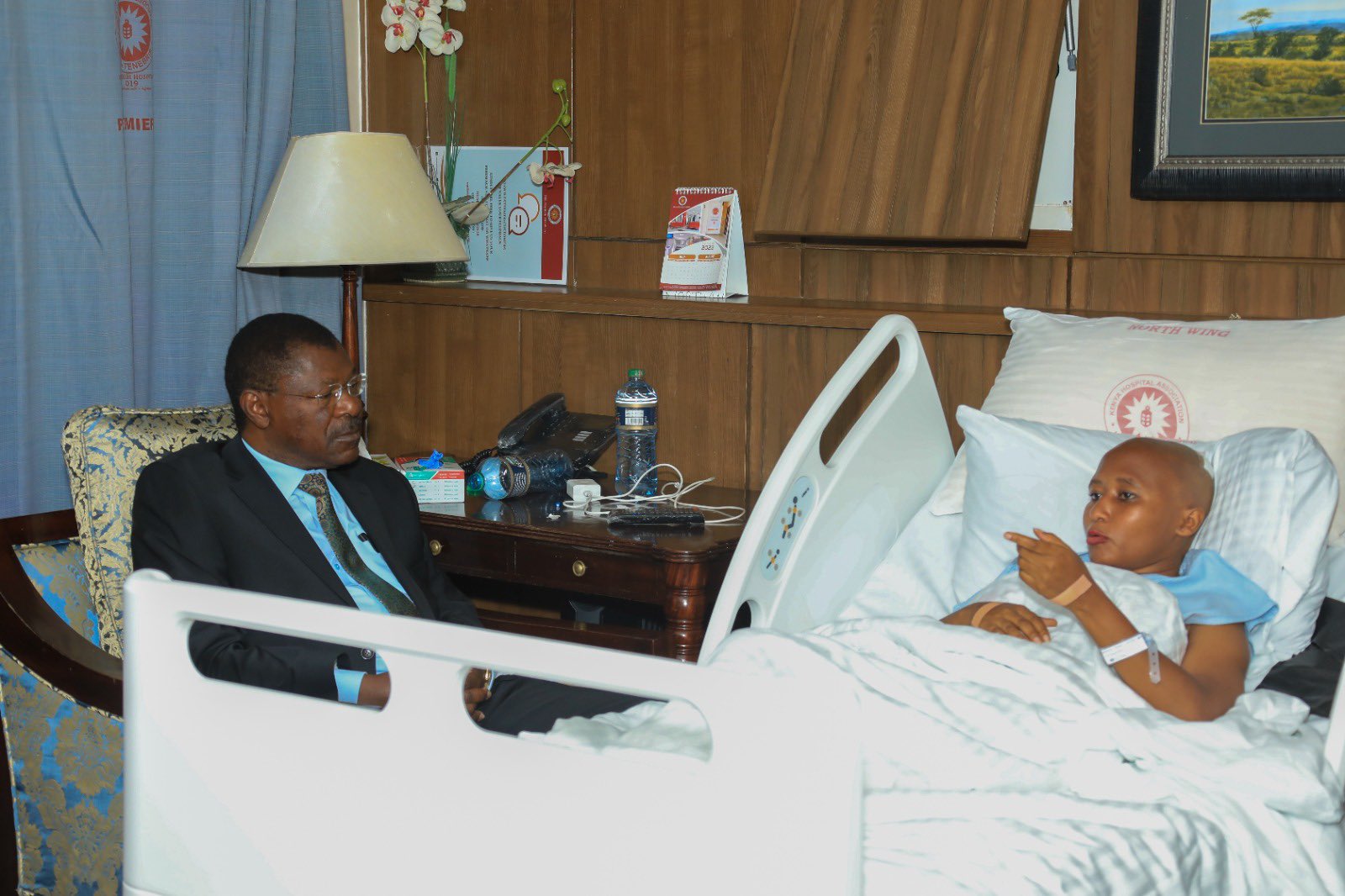 File image of Moses Wetang'ula with Kirinyaga Women Rep Njeri Maina at Nairobi Hospital.