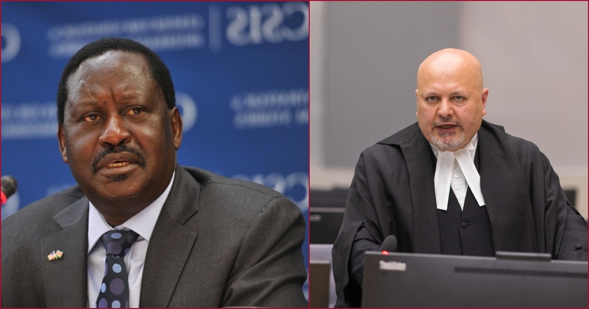Collaged images of Azimio La Umoja leader Raila Odinga and the ICC prosecutor Karim Khan.
