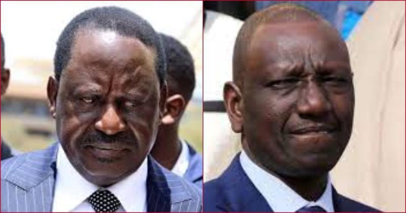 Collaged images of Azimio La Umoja leader Raila Odinga and President William Ruto.
