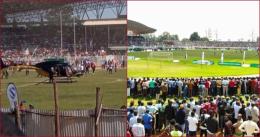 Sports CS Ababu Namwamba landed at Bukhungu Stadium to grace the secondary schools games finals.