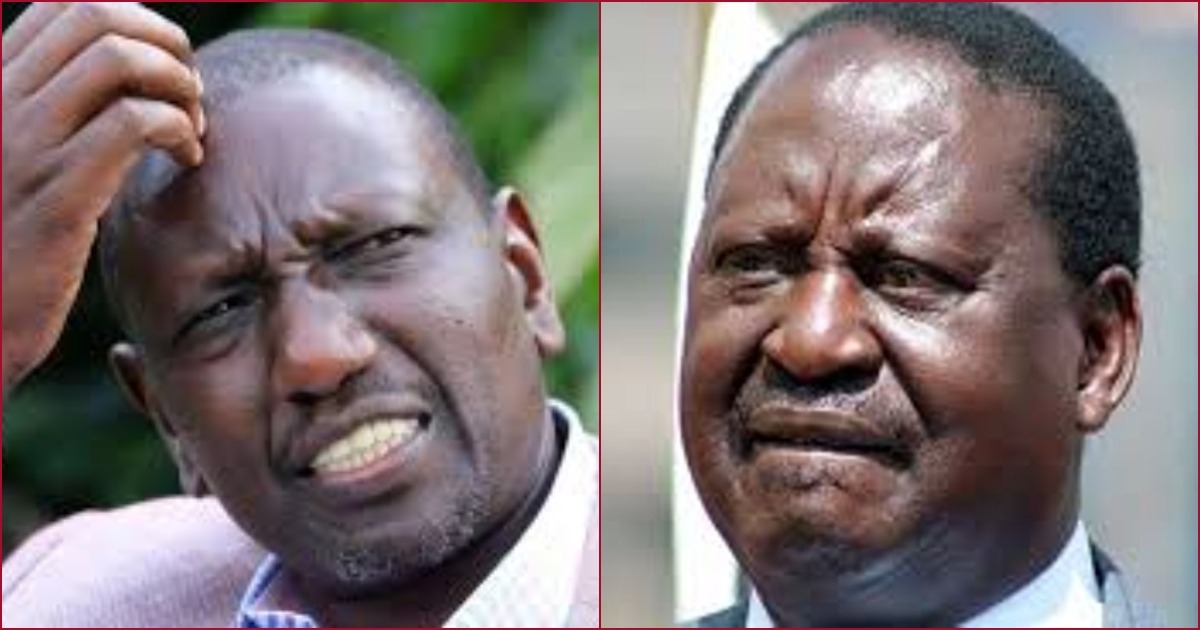 Collaged file images of President William Ruto and Azimio La Umoja leader Raila Odinga.