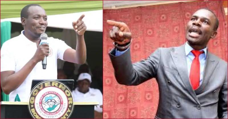 Collaged photos of Kisii governor Simba Arati and South Mugirango MP Silvanus Osoro.