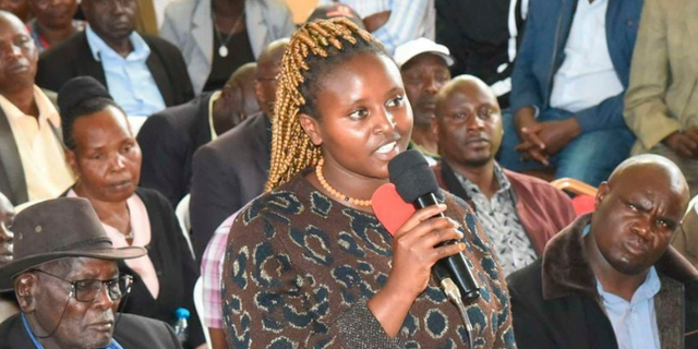 Viral Uasin Gishu girl Mercy Tarus who lectured area Senator Jackson Mandago and Governor Jonathan Bii.