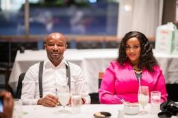 Former MP Cate Waruguru and her husband Peter Waweru during a celebration of her birthday.
