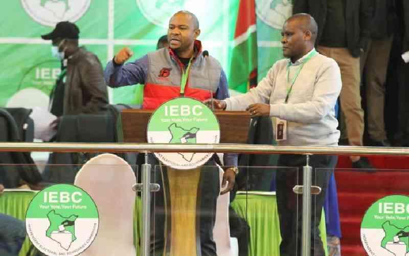 ODM leader Raila Odinga's chief agent Saitabao Ole Kanchory during the declaration of the 2022 presidential election results.