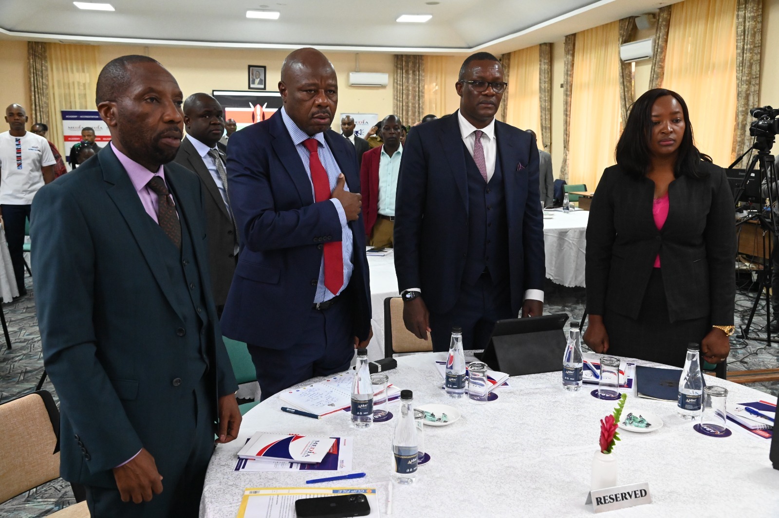 CS Eliud Owalo and PS Edward Kisiangani (at the centre) in an event held to mark International Day for Universal Access to Information (IDUAI).