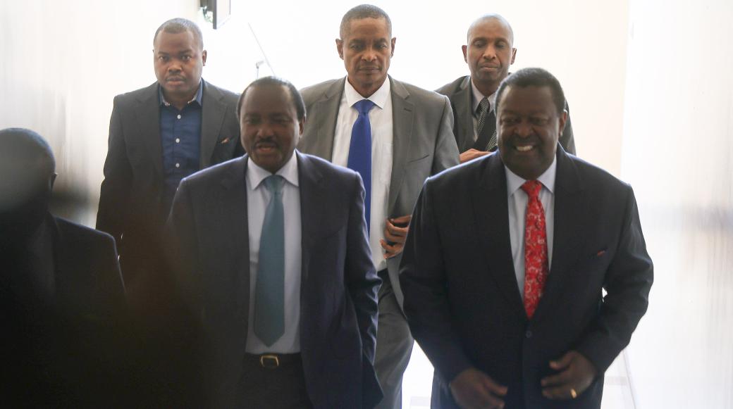 Wiper leader Kalonzo Musyoka and Prime CS Musalia Mudavadi in Nakuru.