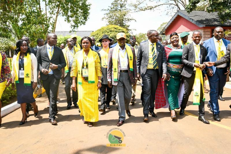 Leaders led by DP Rigathi Gachagua making their way to the Bomas of Kenya.