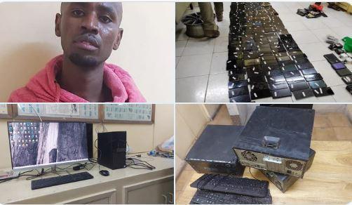 A composite image of the suspect and items believed to have been stolen.