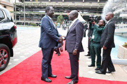 DP Rigathi Gachagua receives ODM Leader Raila Odinga at KICC.