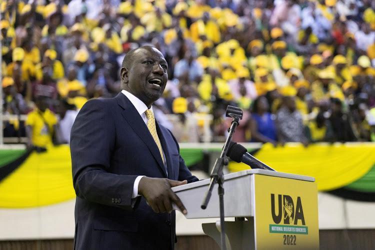 File Image of President William Ruto in a UDA Party Meeting.