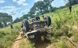 A past image of a police vehicle destroyed by an IED device.