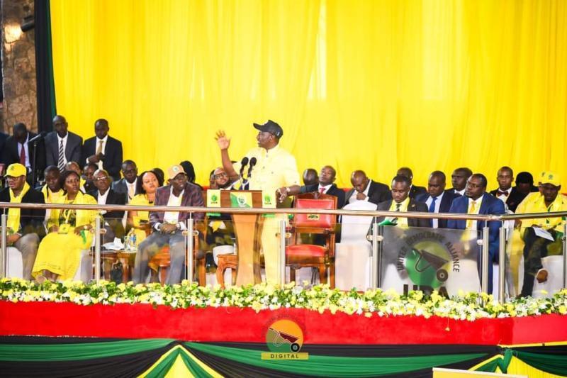 UDA Party leader William Ruto addressing the congress during the National Governing Council.
