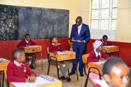 President William Ruto at Kikuyu Township Primary where he oversaw the KCPE exam kick-off.