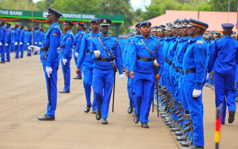 Kenyan Police officers in a parade.
